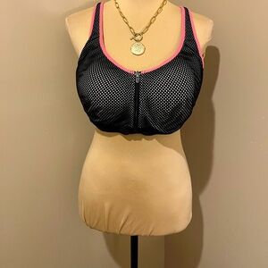 Victoria Secret Sport Black and Pink Zipper Front Sports Bra, 38DD